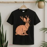Retro Wild Animal Jackrabbit With Antelope Horns Jackalope T-Shirt thumb 2