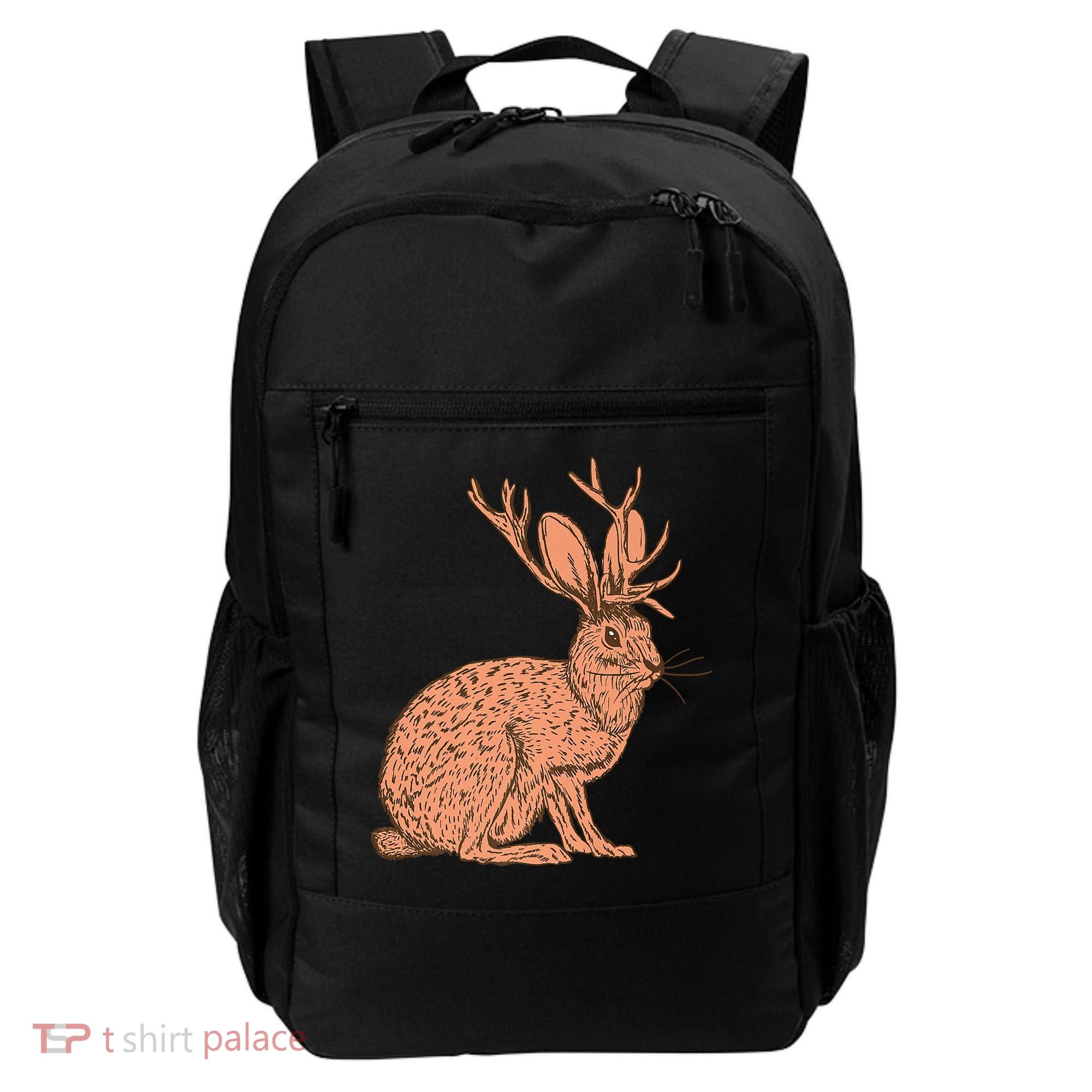 Retro Wild Animal Jackrabbit With Antelope Horns Jackalope Backpack
