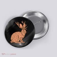 Retro Wild Animal Jackrabbit With Antelope Horns Jackalope Button thumb 0