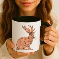 Retro Wild Animal Jackrabbit With Antelope Horns Jackalope Coffee Mug thumb 3