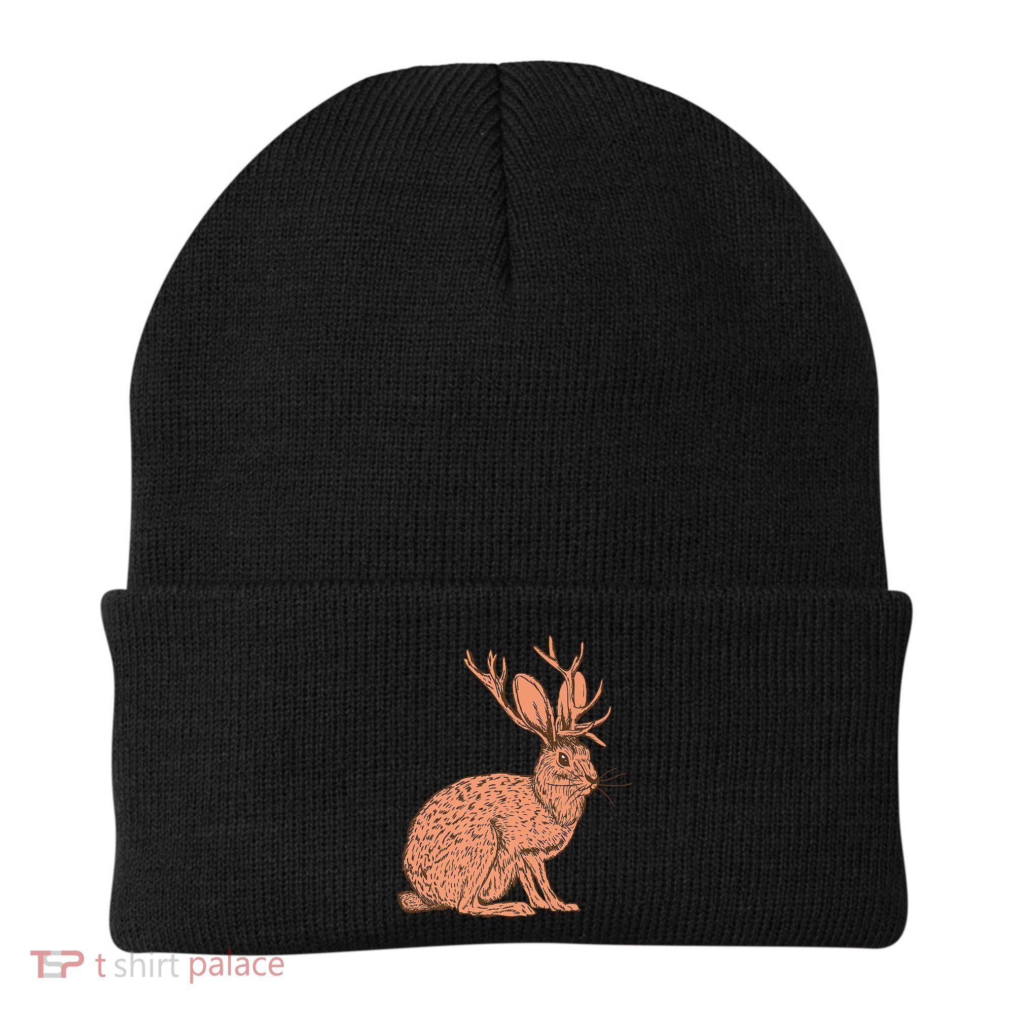 Retro Wild Animal Jackrabbit With Antelope Horns Jackalope Beanie