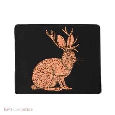 Retro Wild Animal Jackrabbit With Antelope Horns Jackalope Mousepad
