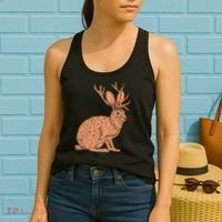 Retro Wild Animal Jackrabbit With Antelope Horns Jackalope Women's Tank Top thumb 2