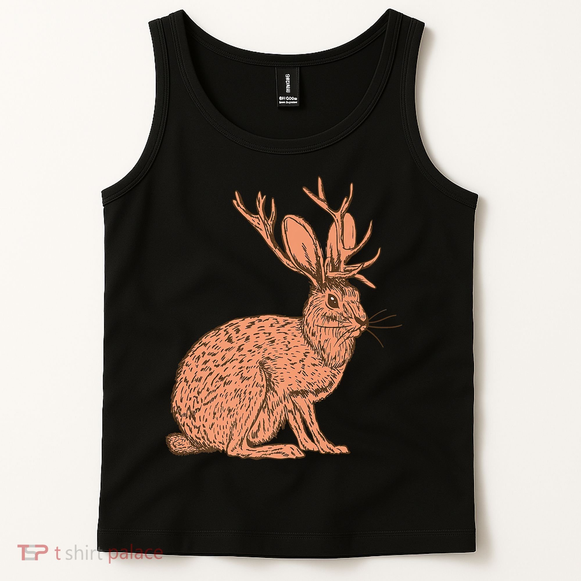 Retro Wild Animal Jackrabbit With Antelope Horns Jackalope Tank Top