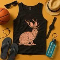 Retro Wild Animal Jackrabbit With Antelope Horns Jackalope Tank Top thumb 4