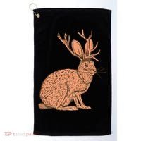 Retro Wild Animal Jackrabbit With Antelope Horns Jackalope Golf Towel thumb 0