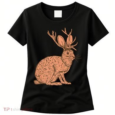 Retro Wild Animal Jackrabbit With Antelope Horns Jackalope Women's T-Shirt