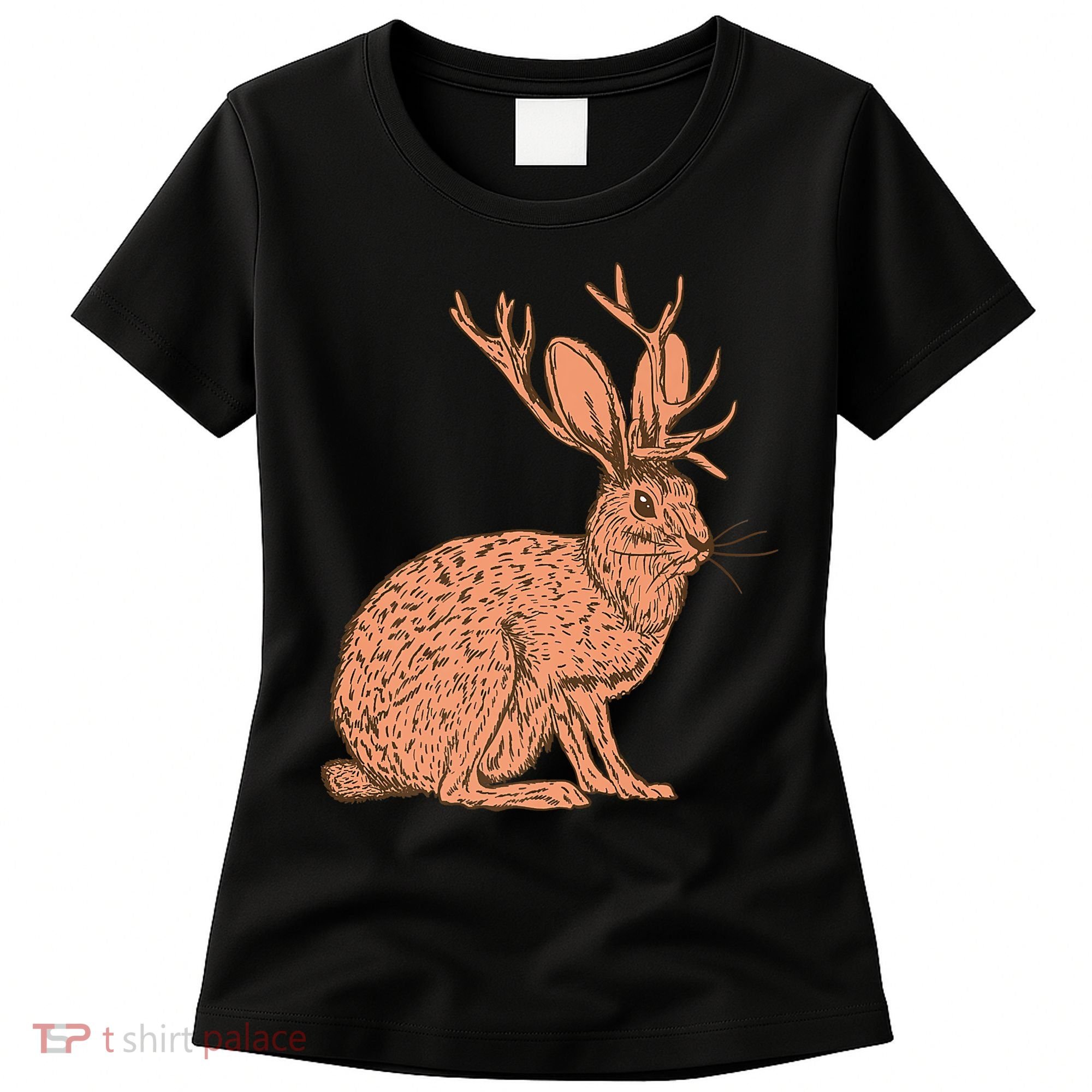 Retro Wild Animal Jackrabbit With Antelope Horns Jackalope Women's T-Shirt