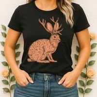 Retro Wild Animal Jackrabbit With Antelope Horns Jackalope Women's T-Shirt thumb 2