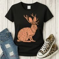 Retro Wild Animal Jackrabbit With Antelope Horns Jackalope Women's T-Shirt thumb 3