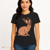 Retro Wild Animal Jackrabbit With Antelope Horns Jackalope Women's T-Shirt thumb 4