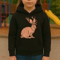 Retro Wild Animal Jackrabbit With Antelope Horns Jackalope Kids Hoodie thumb 3