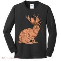 Retro Wild Animal Jackrabbit With Antelope Horns Jackalope Kids Long Sleeve Shirt thumb 0