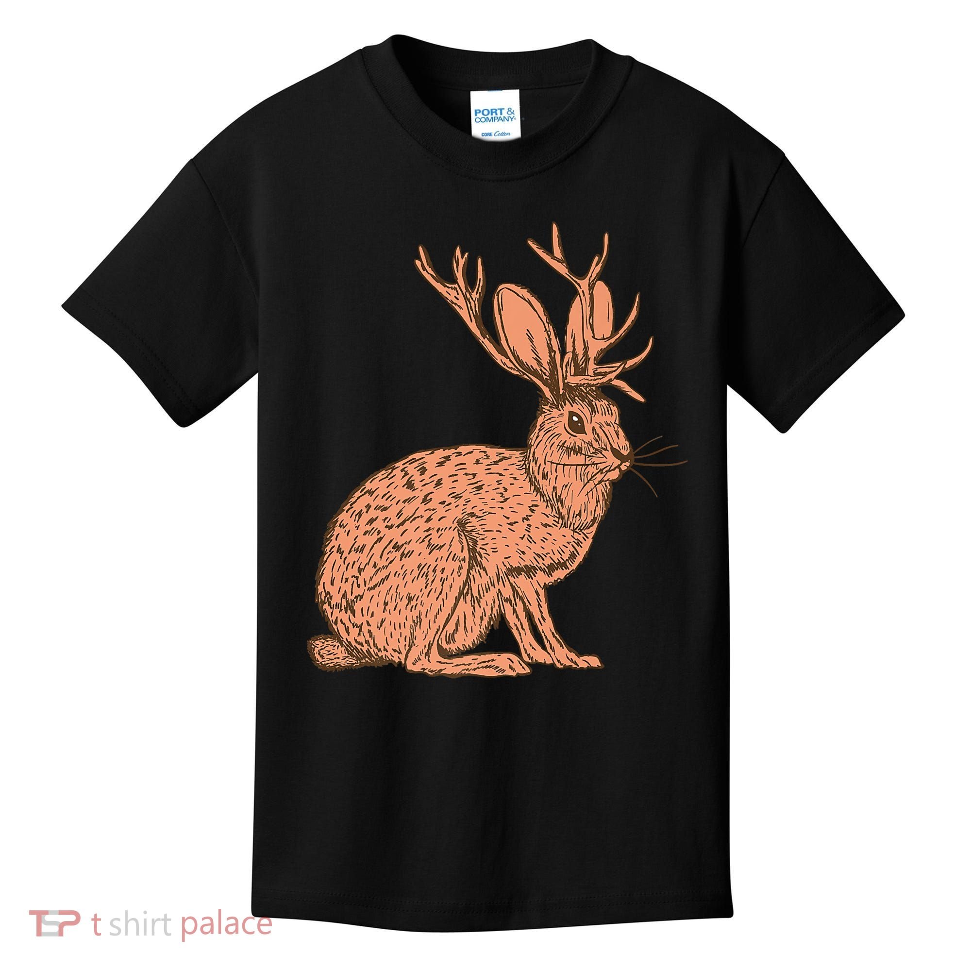 Retro Wild Animal Jackrabbit With Antelope Horns Jackalope Kids T-Shirt