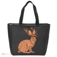 Retro Wild Animal Jackrabbit With Antelope Horns Jackalope Tote Bag thumb 0
