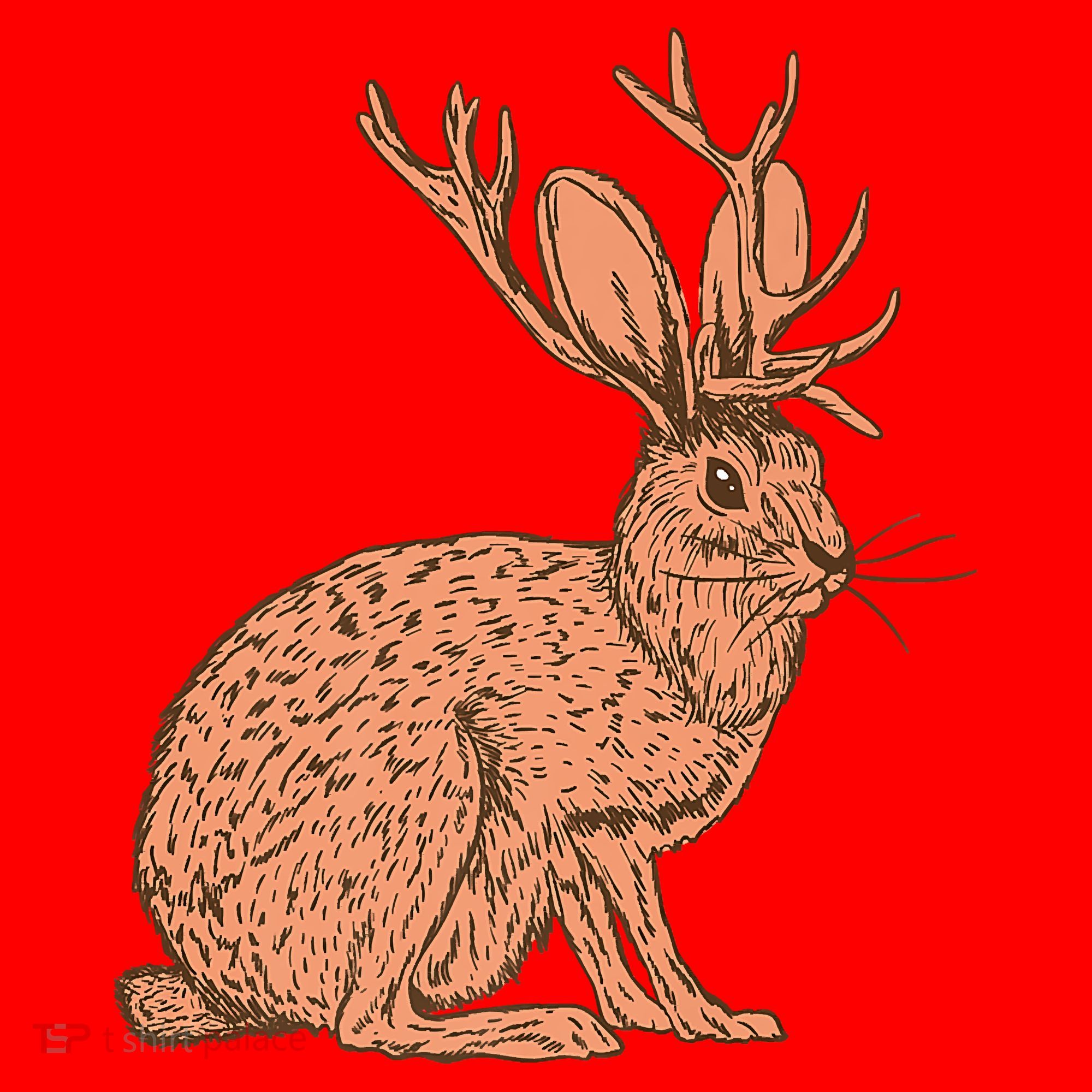 Retro Wild Animal Jackrabbit With Antelope Horns Jackalope Santa Hat
