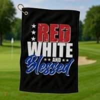 Red White And Blessed Golf Towel thumb 1