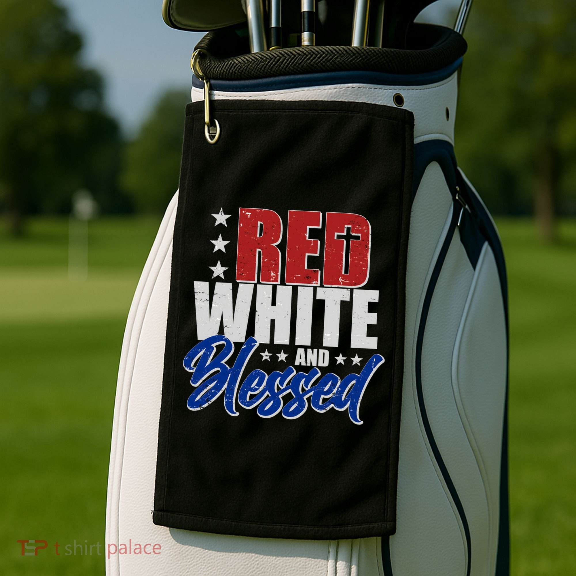 Red White And Blessed Golf Towel