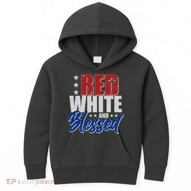 Red White And Blessed Kids Hoodie