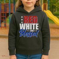 Red White And Blessed Kids Hoodie thumb 3