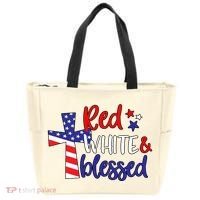 Red White And Blessed Usa Cross Celebration Tote Bag thumb 0