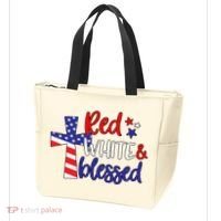 Red White And Blessed Usa Cross Celebration Tote Bag thumb 3