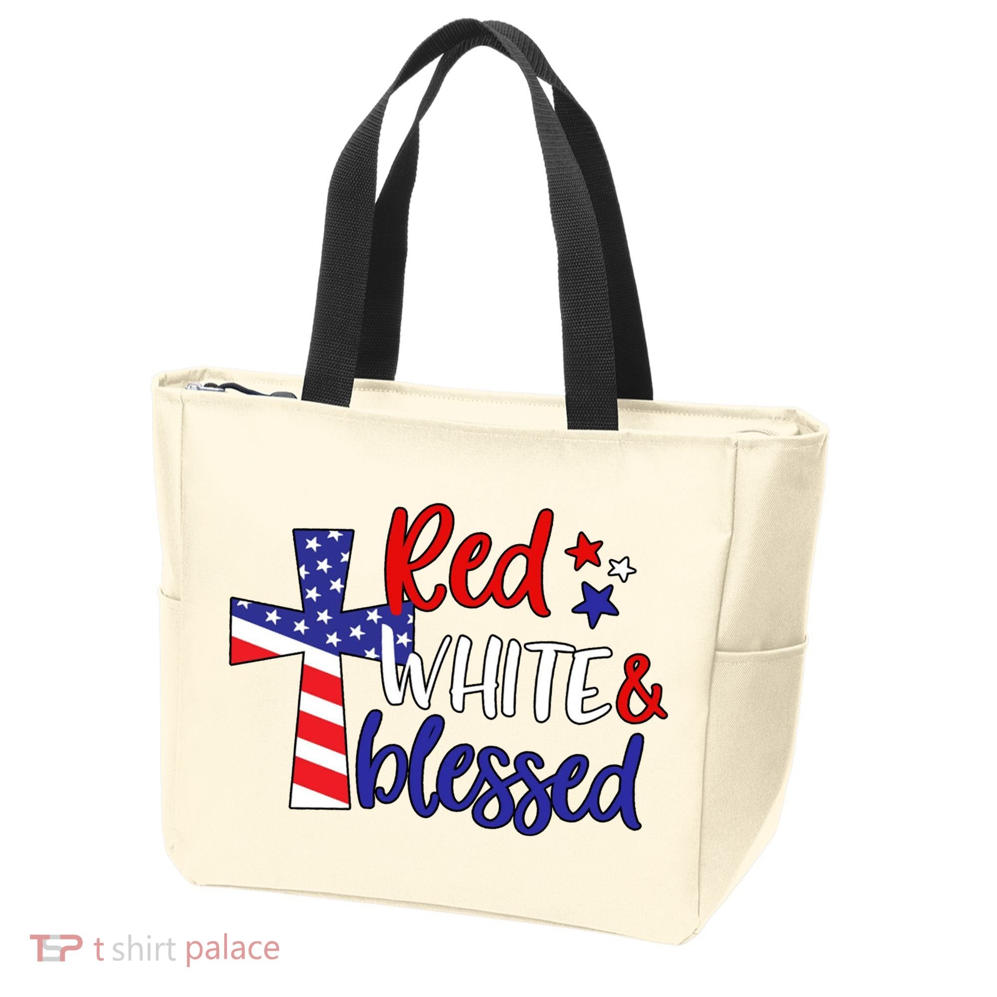 Red White And Blessed Usa Cross Celebration Tote Bag