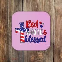 Red White And Blessed Usa Cross Celebration Coaster thumb 0