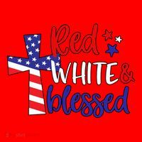 Red White And Blessed Usa Cross Celebration Santa Hat thumb 1