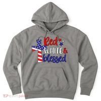 Red White And Blessed Usa Cross Celebration Hoodie thumb 0