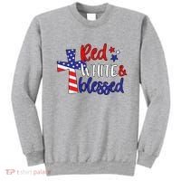 Red White And Blessed Usa Cross Celebration Sweatshirt thumb 0