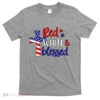Red White And Blessed Usa Cross Celebration T-Shirt thumb 0