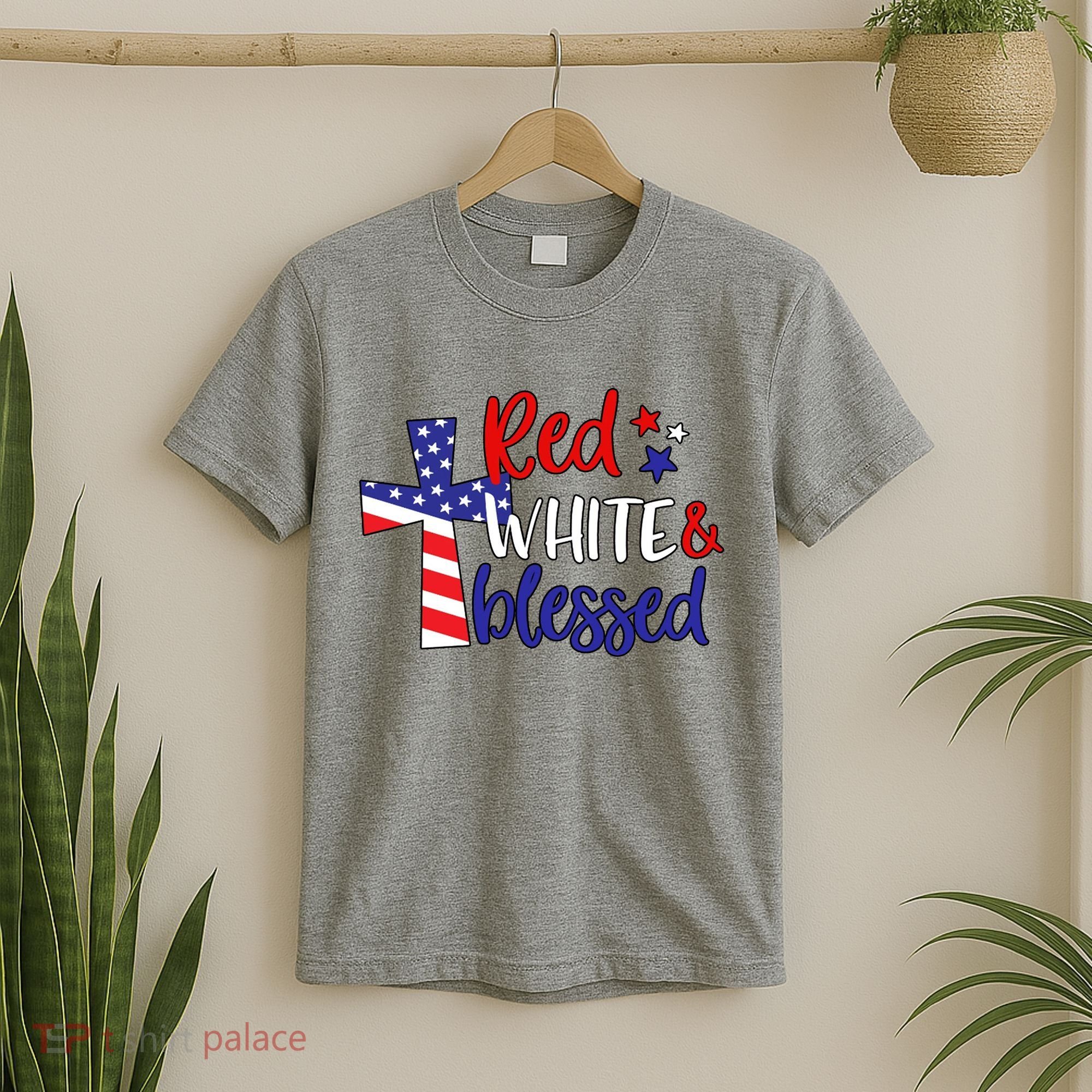 Red White And Blessed Usa Cross Celebration T-Shirt