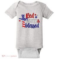 Red White And Blessed Usa Cross Celebration Baby Bodysuit thumb 0