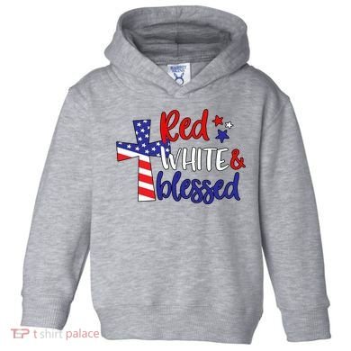 Red White And Blessed Usa Cross Celebration Toddler Hoodie