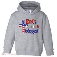 Red White And Blessed Usa Cross Celebration Toddler Hoodie thumb 0