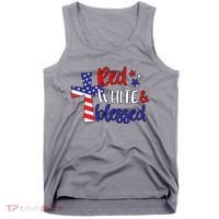 Red White And Blessed Usa Cross Celebration Tank Top thumb 0
