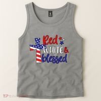 Red White And Blessed Usa Cross Celebration Tank Top thumb 2