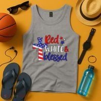 Red White And Blessed Usa Cross Celebration Tank Top thumb 4