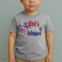 Red White And Blessed Usa Cross Celebration Toddler T-Shirt thumb 2