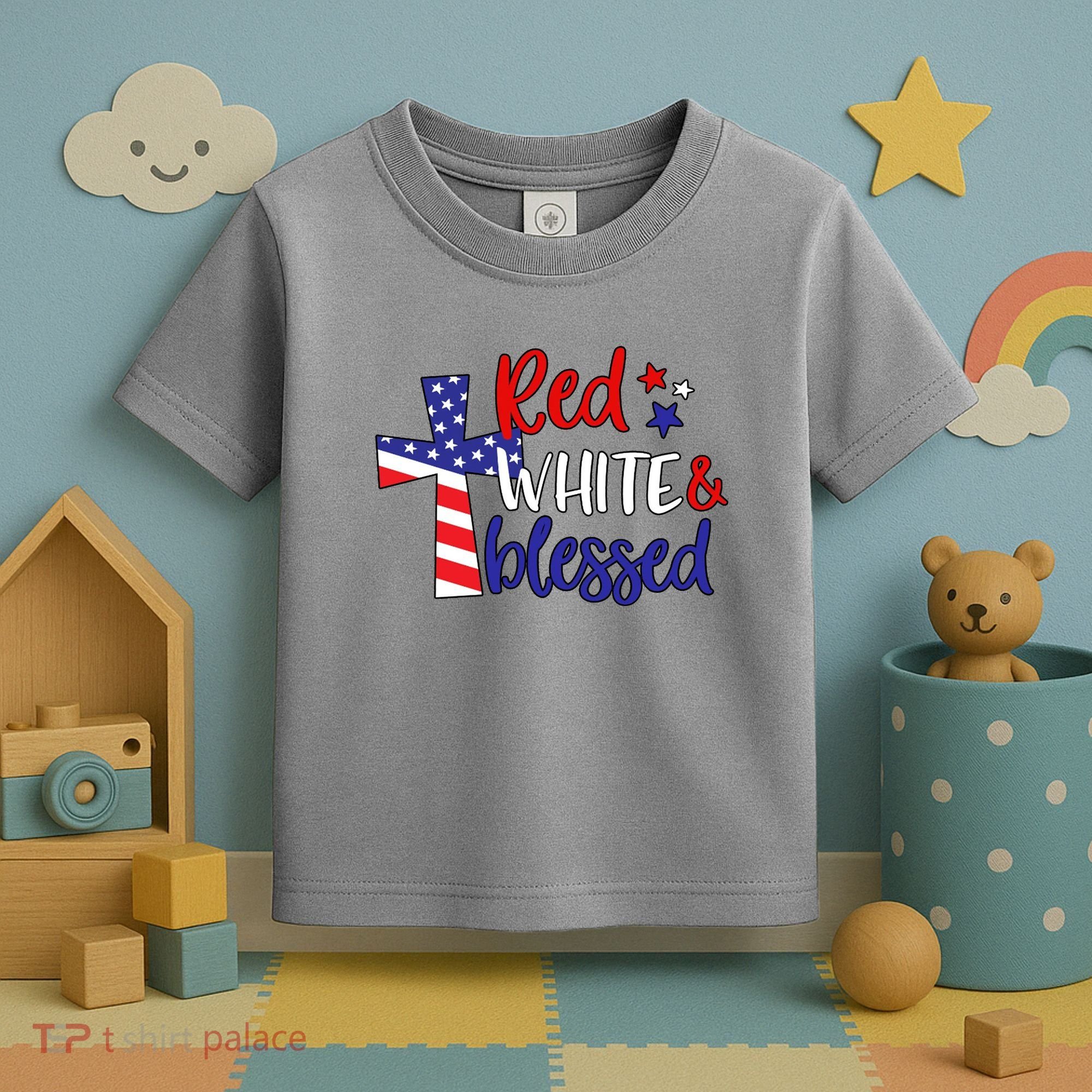 Red White And Blessed Usa Cross Celebration Toddler T-Shirt