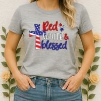 Red White And Blessed Usa Cross Celebration Women's T-Shirt thumb 2