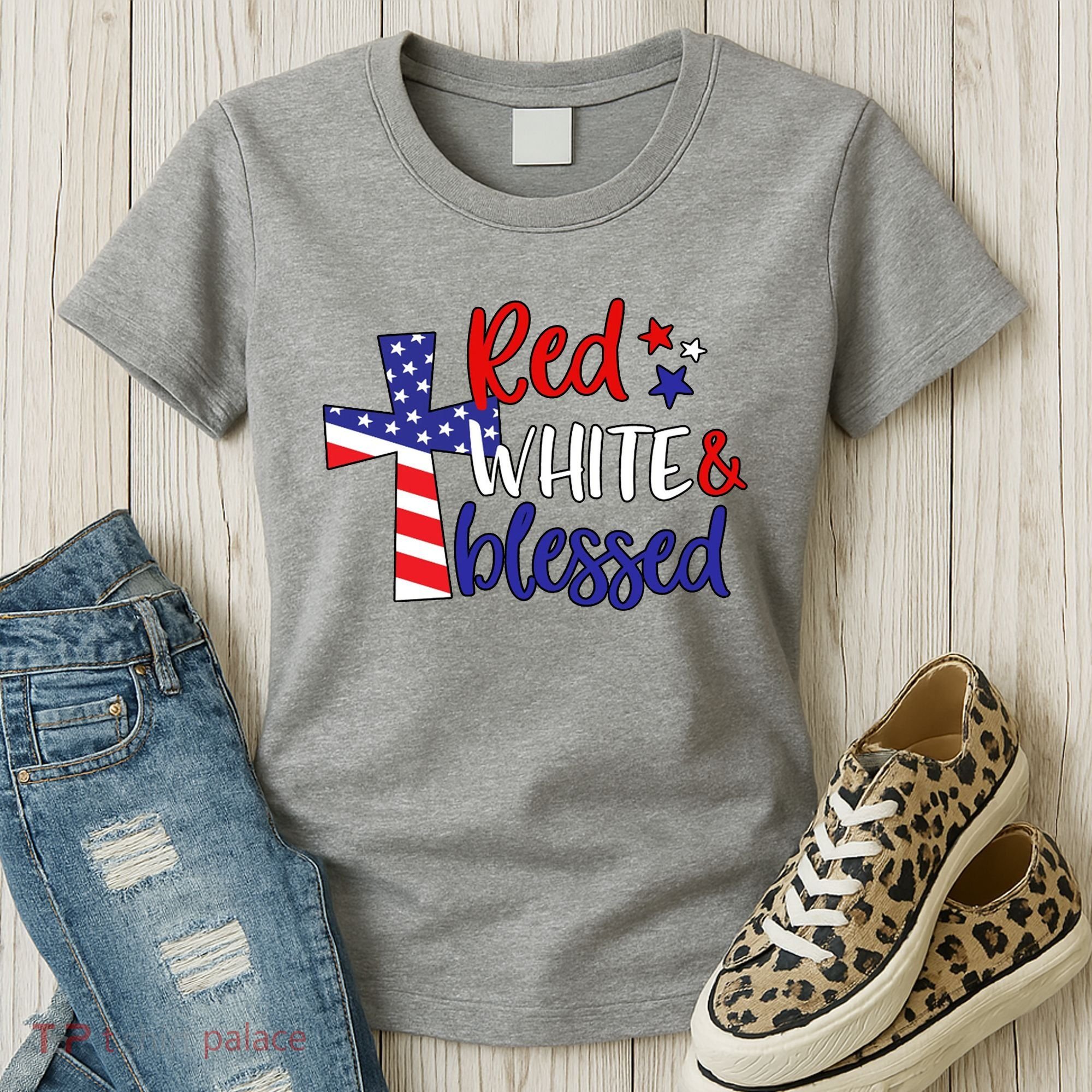 Red White And Blessed Usa Cross Celebration Women's T-Shirt