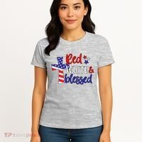 Red White And Blessed Usa Cross Celebration Women's T-Shirt thumb 4