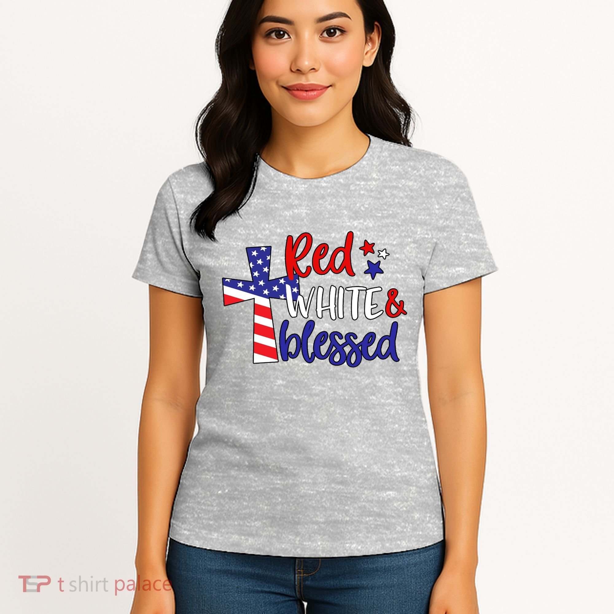 Red White And Blessed Usa Cross Celebration Women's T-Shirt