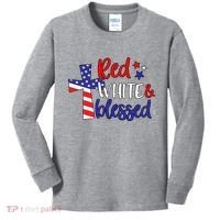 Red White And Blessed Usa Cross Celebration Kids Long Sleeve Shirt thumb 0