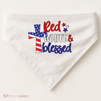 Red White And Blessed Usa Cross Celebration USA-Made Doggie Bandana
