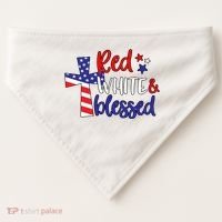 Red White And Blessed Usa Cross Celebration USA-Made Doggie Bandana thumb 0