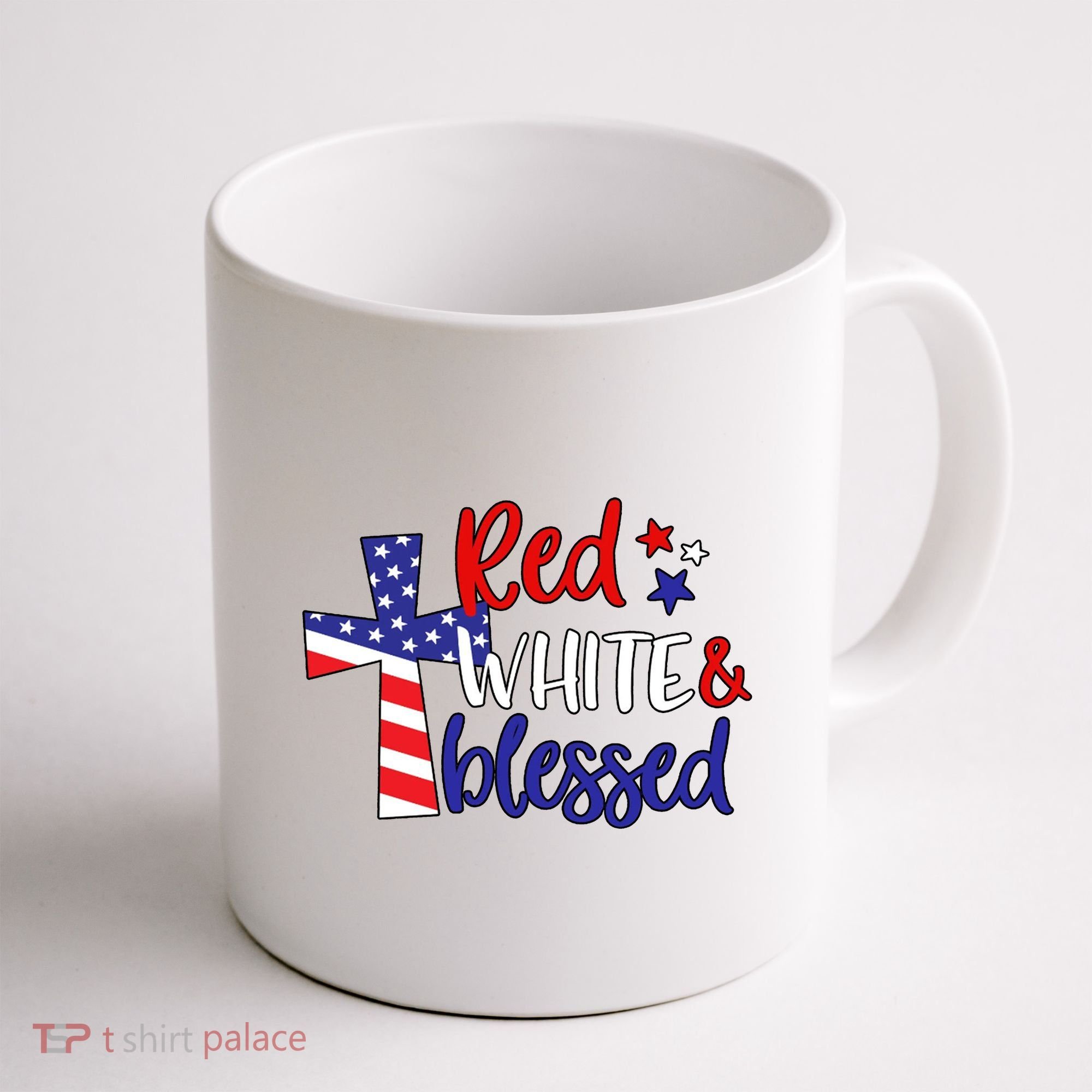 Red White And Blessed Usa Cross Celebration Coffee Mug