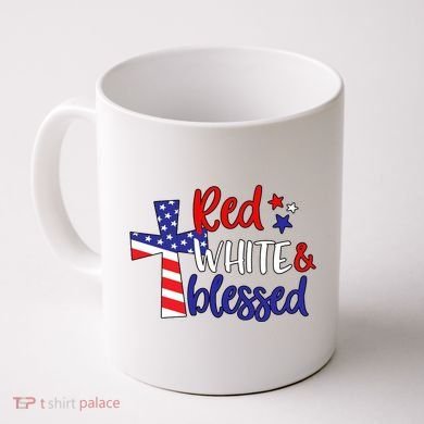 Red White And Blessed Usa Cross Celebration Coffee Mug